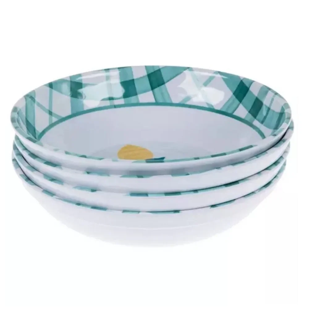PLAID SET OF FOUR LEMON BOWLS - Picture 2 of 3